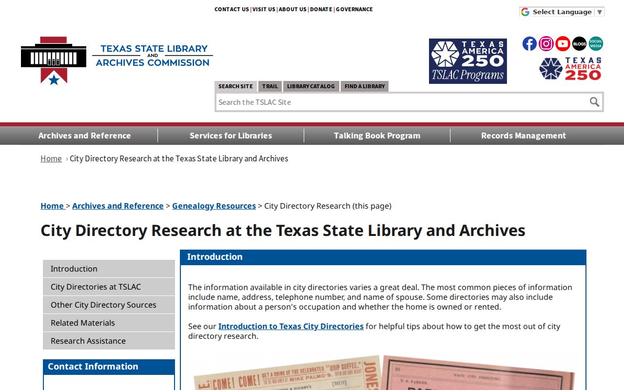 Cibolo city directory entry-field research in the Texas State Library guide