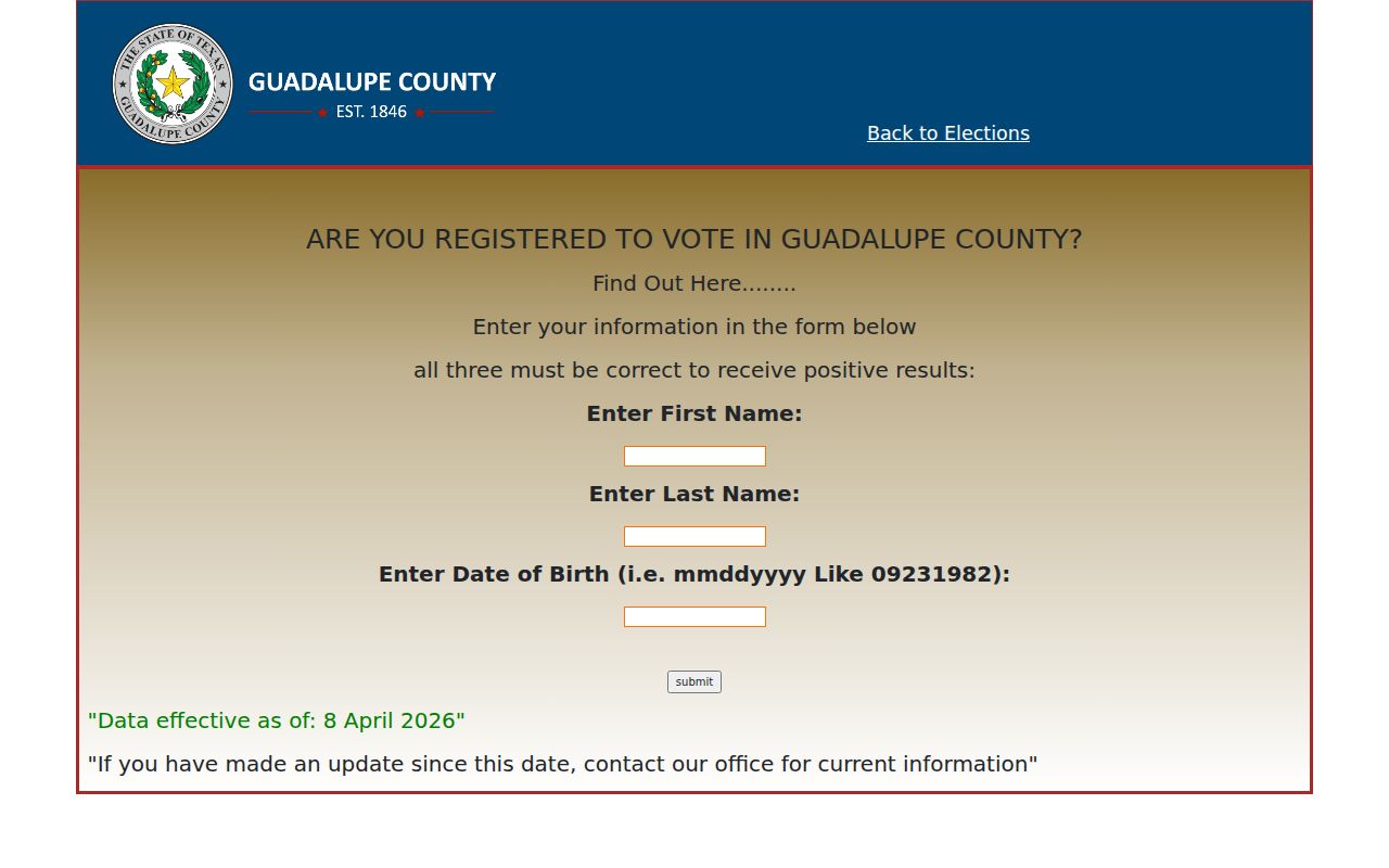 Cibolo residents directory Guadalupe County voter status lookup