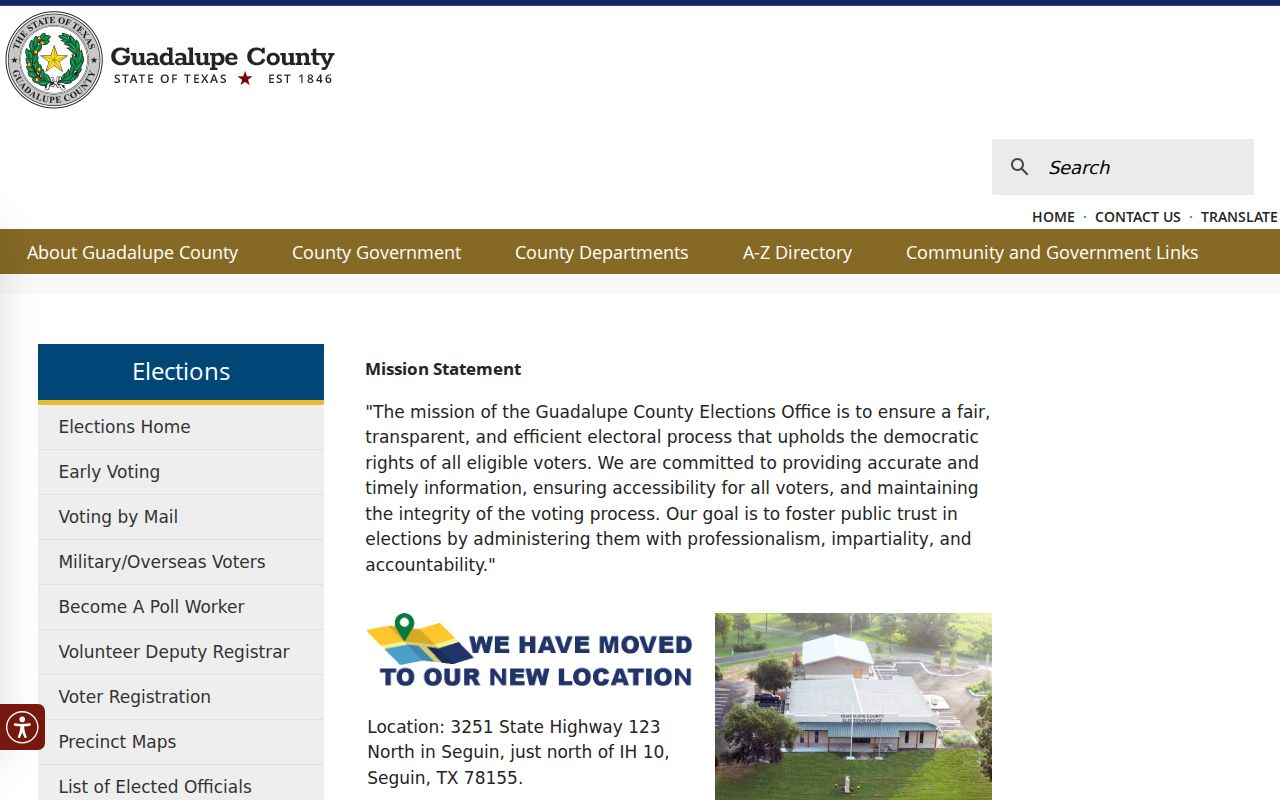 Cibolo neighbors Guadalupe County Elections and Voter Registrar page