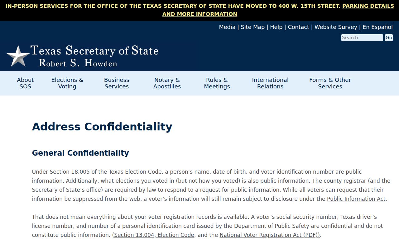 Cibolo neighbors Texas voter address confidentiality rules