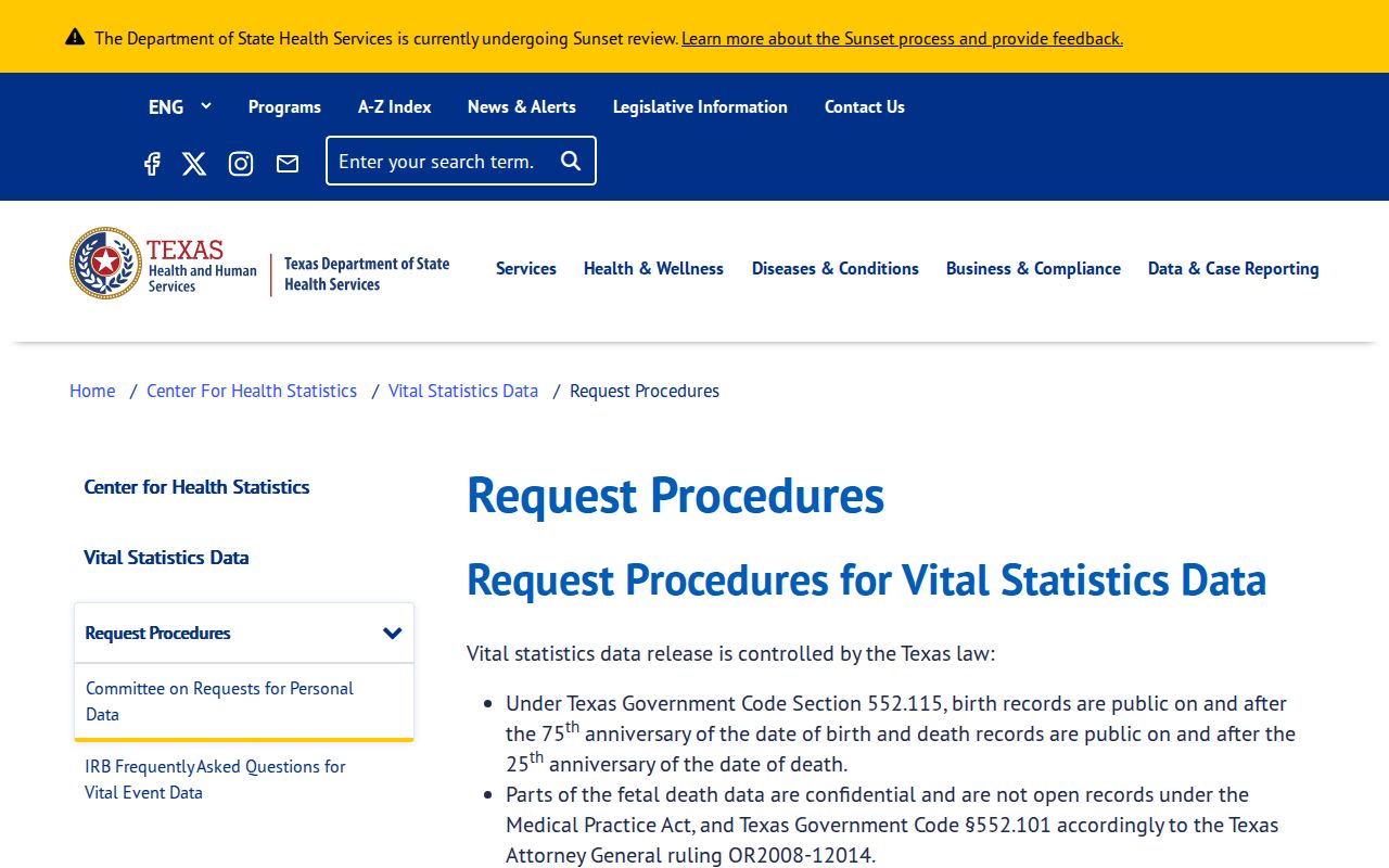 Cibolo resident lookup Texas vital records request procedures