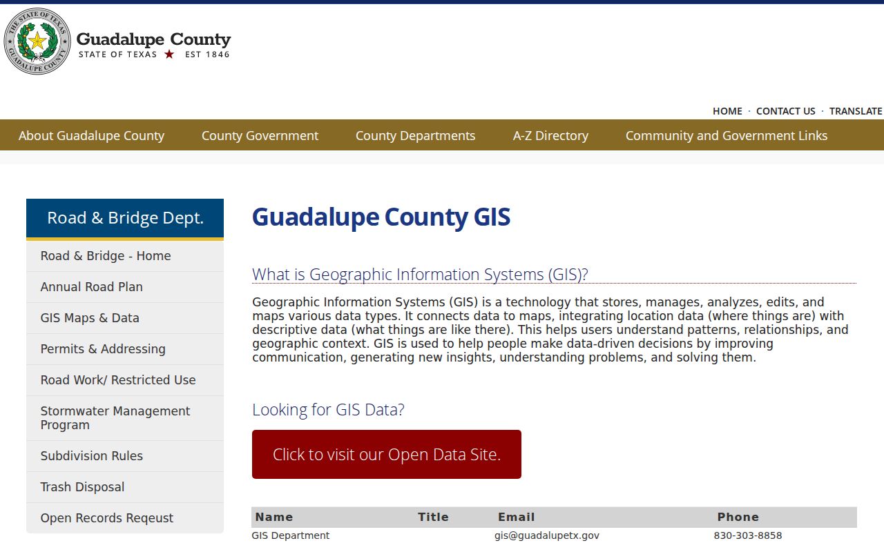 Guadalupe County GIS page for Cibolo street and parcel mapping support